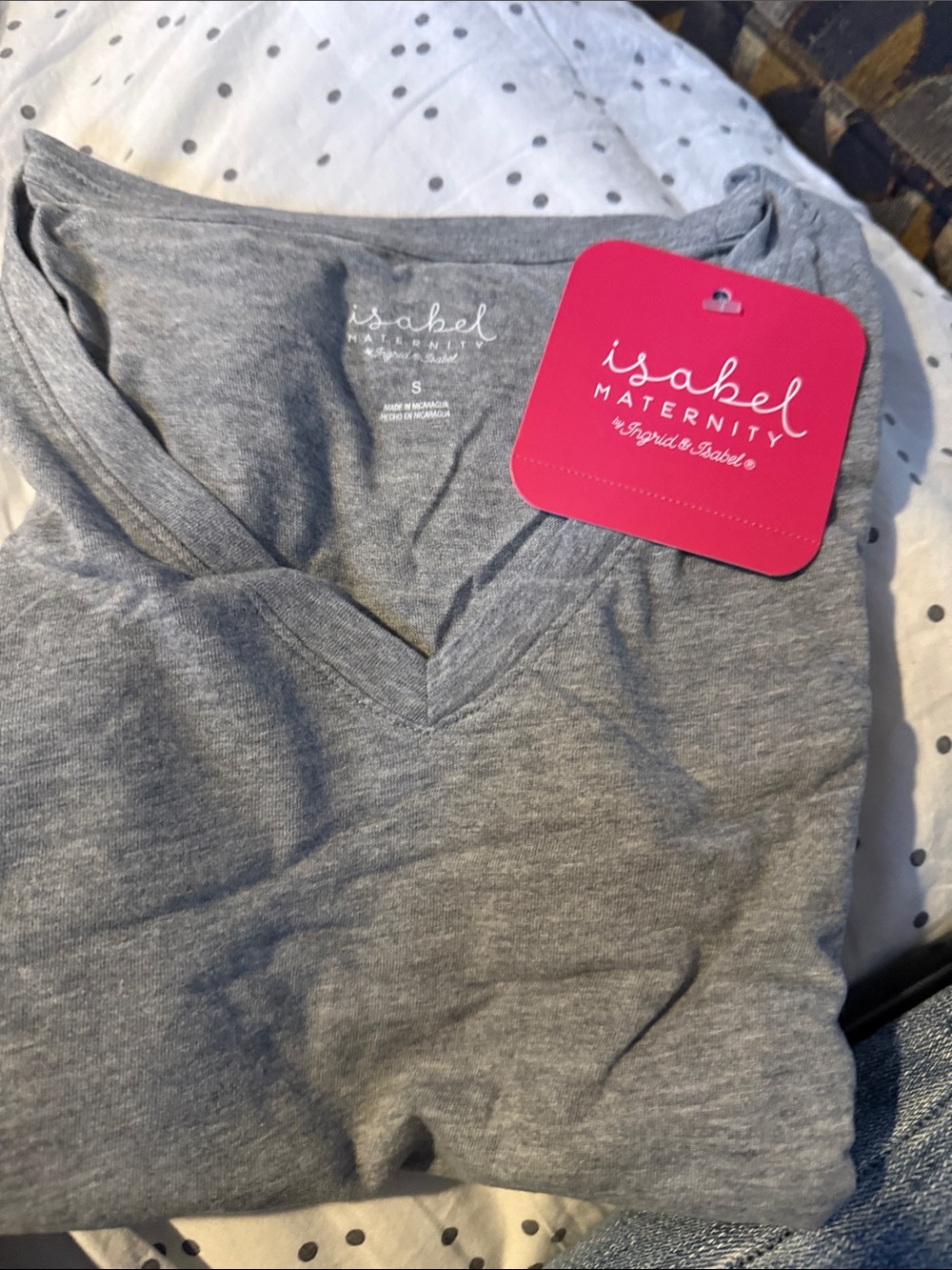 Isabel Maternity by Ingrid & Isabel Heather Gray V‑Neck Short Sleeve Tee